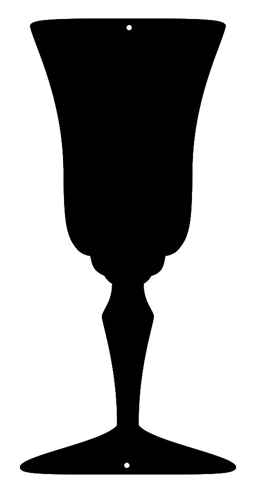 Goblet Glass Cut Out Wall Décor Silhouette Metal Sign 5.5x11.5