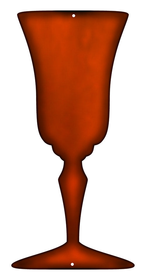 Goblet Glass Laser Cut Out Faux Copper Finish Metal Sign 5.5x11.5