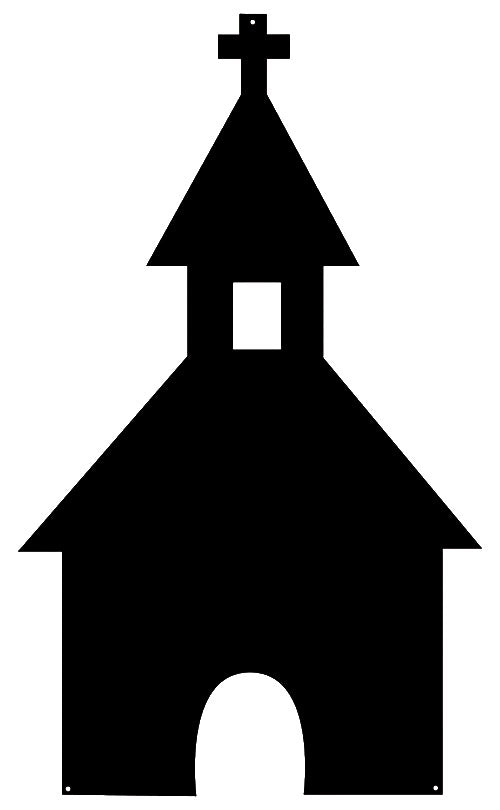 Church Steeple Cut Out Wall Décor Silhouette Metal Sign 13.5x23