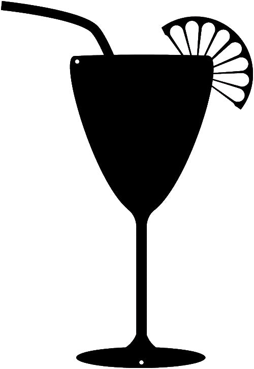 Cocktail Drink Laser Cut Out Wall Décor Silhouette Metal Sign 8.5x23