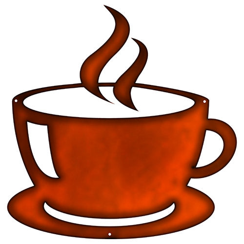 Coffee Mug Laser Cut Out Faux Copper Finish Metal Sign 12x12