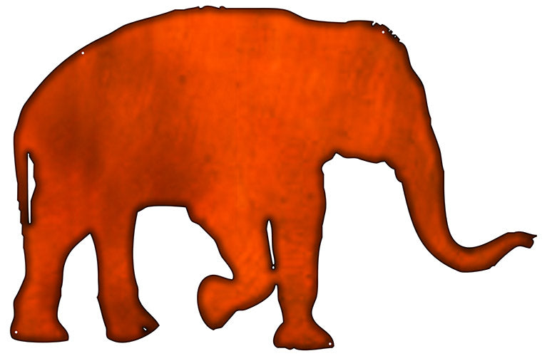 Elephant Laser Cut Out Faux Copper Finish Metal Sign 19x29