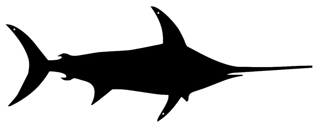Swordfish Laser Cut Out Wall Décor Silhouette Metal Sign 8.5x23