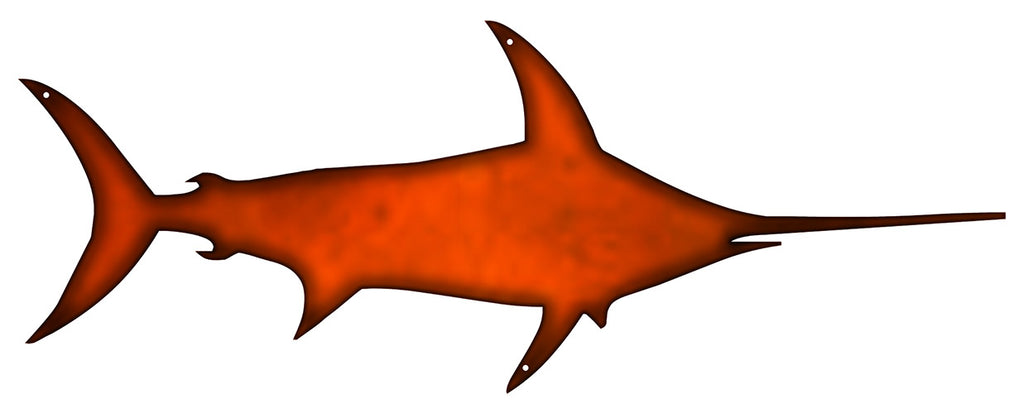 Swordfish Laser Cut Out Faux Copper Finish Metal Sign 8.5x23