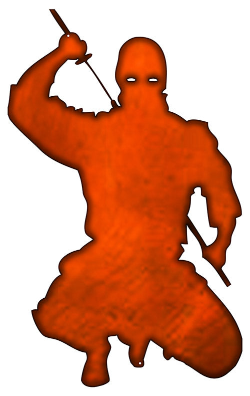 Ninja Warrior Laser Cut Out Faux Copper Finish Metal Sign 14.5x23.5