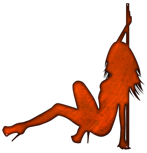 Stripper Girl Laser Cut Out Faux Copper Finish Metal Sign 22x22.5