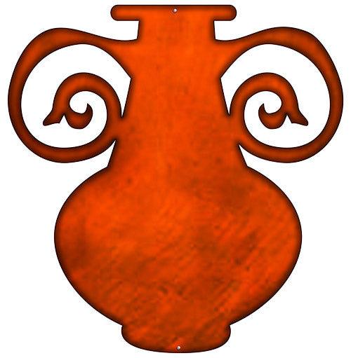 Vase Laser Cut Out Faux Copper Finish Metal Sign 22x23