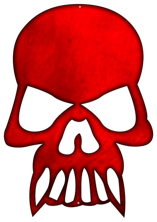 Skull Laser Cut Out Faux Copper Finish Metal Sign 16.5x23.5