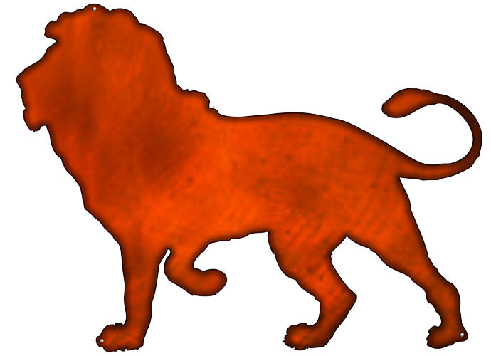 Lion Laser Cut Out Faux Copper Finish Metal Sign 20.5x28