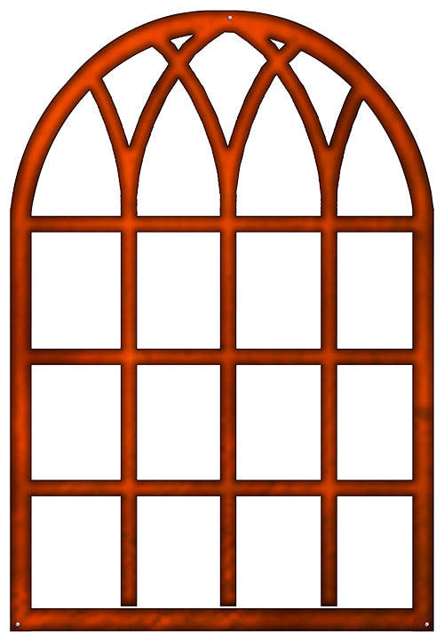 Windowpane Laser Cut Out Faux Copper Finish Metal Sign 22.5x33