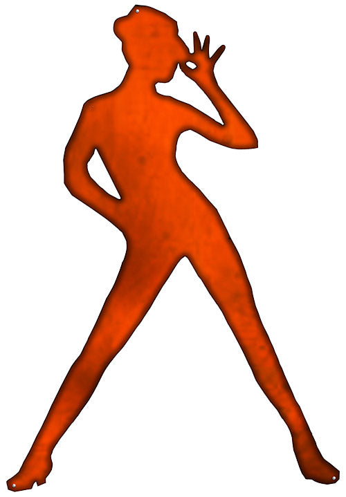 Sexy Lady Laser Cut Out Faux Copper Finish Metal Sign 23.5x34