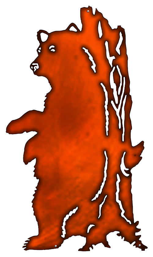 Bear Laser Cut Out Faux Copper Finish Metal Sign 14.5x25