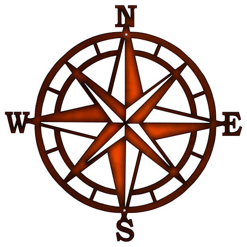 Compass Laser Cut Out Faux Copper Finish Metal Sign 18x18