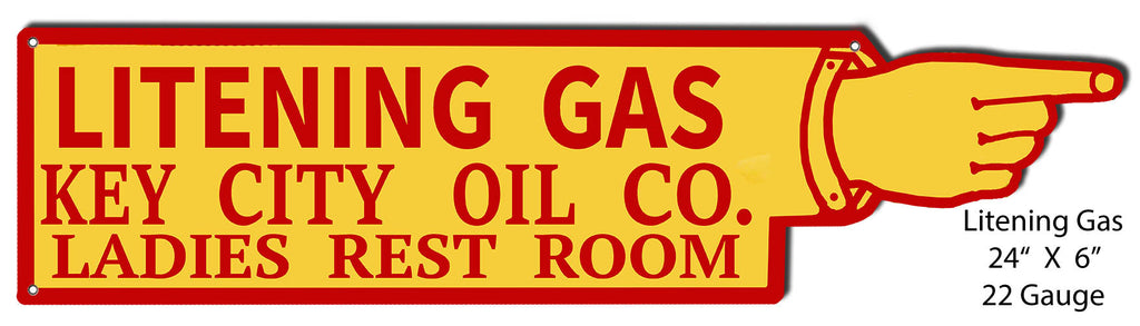 Litening Gas Ladies Restroom Cut Out Garage Metal Sign 6x24