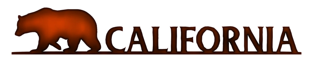 California Bear Laser Cut Out Faux Copper Finish Metal Sign 2.5x14
