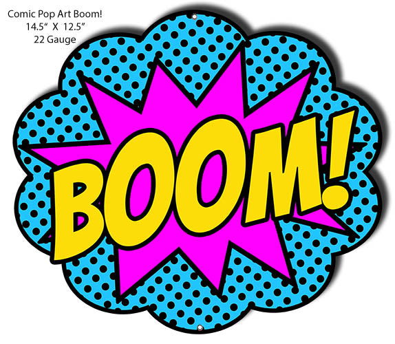 BOOM Comic Pop Art Laser Cut Out Wall Art Metal Sign 12.5x14.5