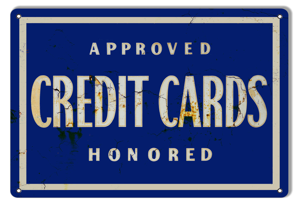 Approved Credit Cards Vintage Reproduction Metal Sign 9x12