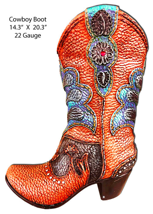Cowgirl Boot Laser Cut Out Nostalgic Metal Sign 14.3x20.3