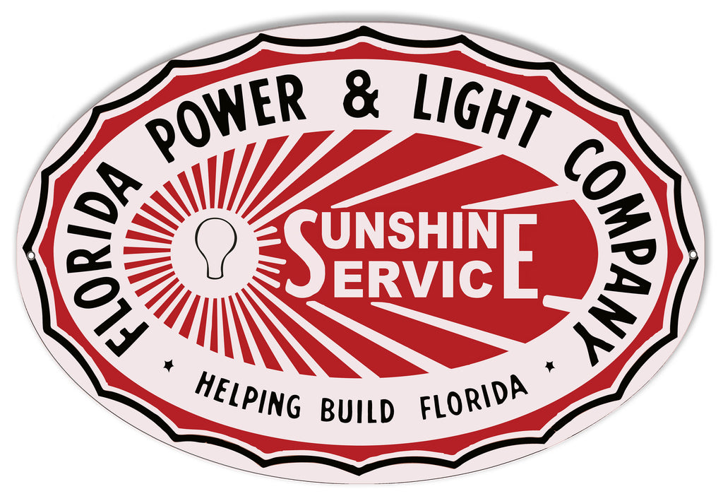Florida Power Company Cut Out Nostalgic Metal Sign 11x18 Oval