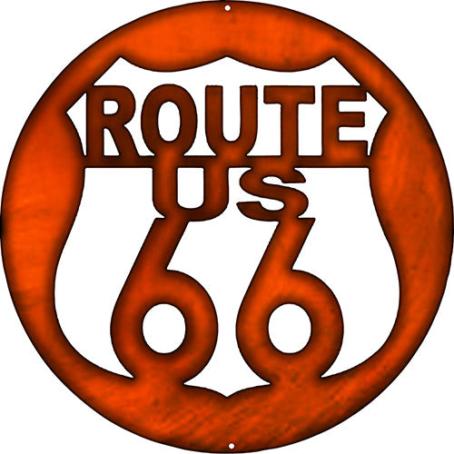Route 66 US Laser Cut Out Faux Copper Finish Metal Sign 16x16