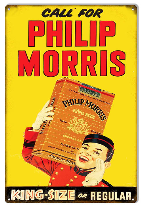 Philip Morris Cigargette Reproduction Large Cigar Metal Sign 16x24
