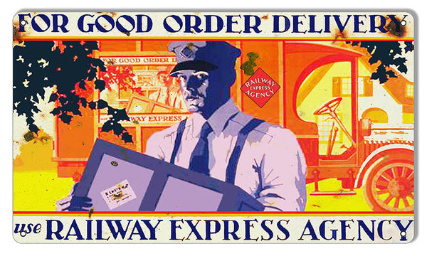 Railway Express Agency Reproduction Railroad Metal Sign 8x14