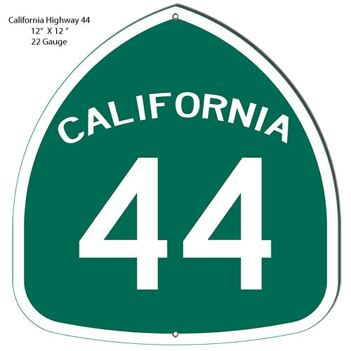 California 44 Highway Reproduction Garage Shop Metal Sign 12x12