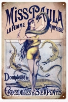 Miss Paula La Femme Amphibie Circus Reproduction Sign 12x18