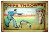 Knife Thrower Circus Reproduction Sign 18x12