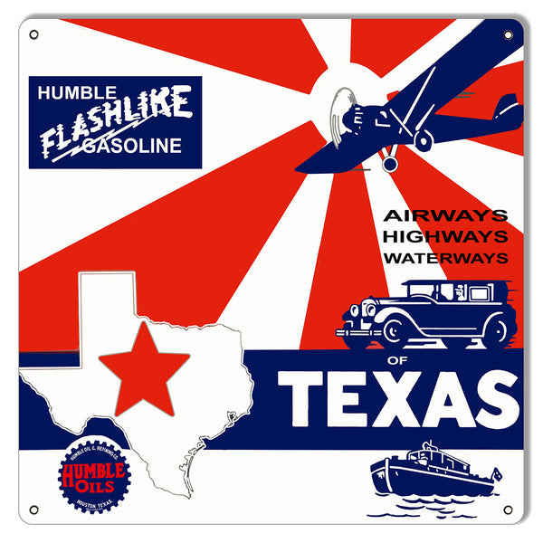 Humble Oil Of Texas Metal Sign 12x12