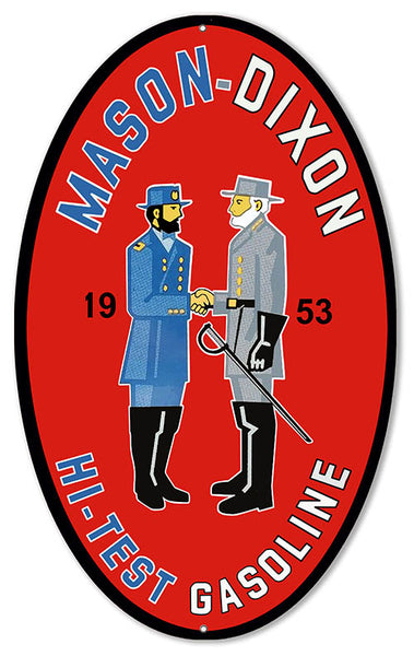 Mason-Dixon Hi-Test Gasoline Oval Metal Sign 18x11