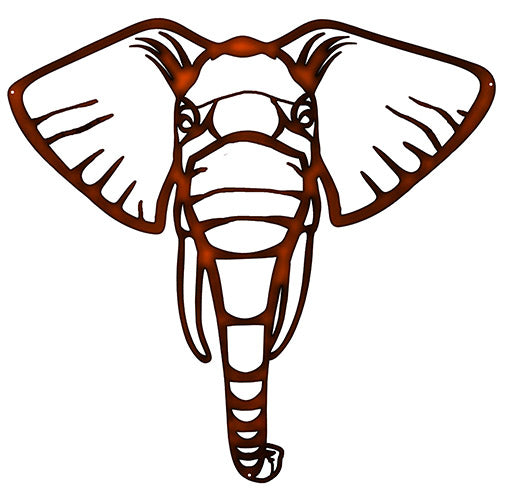 Elephant Cut Out Copper Looking Metal Sign 22x23