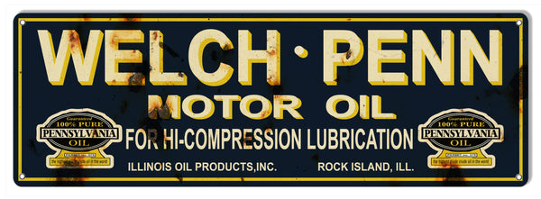 Welch Penn Motor Oil Vintage Metal Sign 6x18