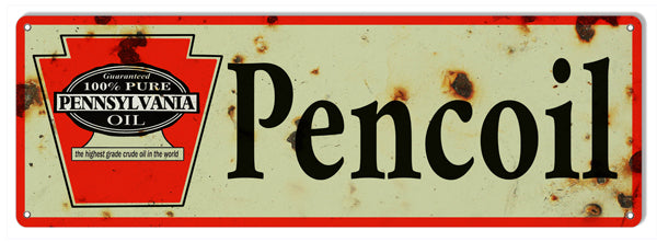 Pencoil Pennsylvania Oil Vintage Metal Sign 6x18