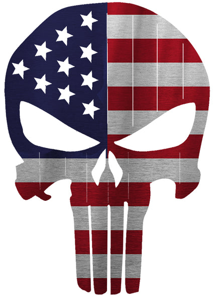 American Punisher Skull Laser Cutout Metal Sign 12x17