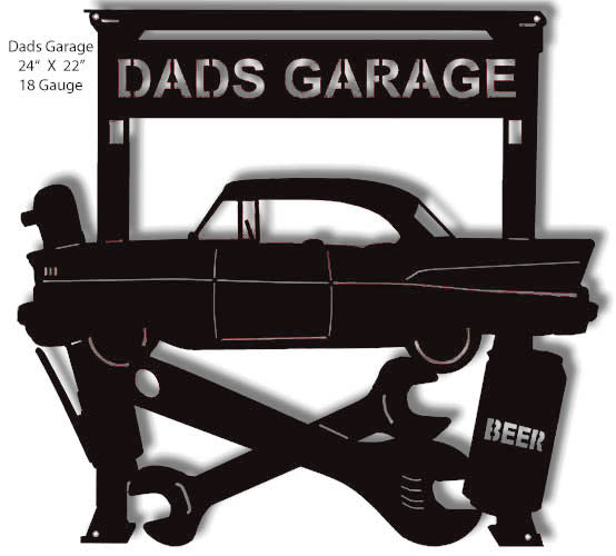 Dads Garage Laser Cut Out Silhouette Garage Shop Metal Sign 22x24