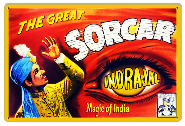 The Great Sorcar Wall Art Reproduction Magician Metal Sign 12x18
