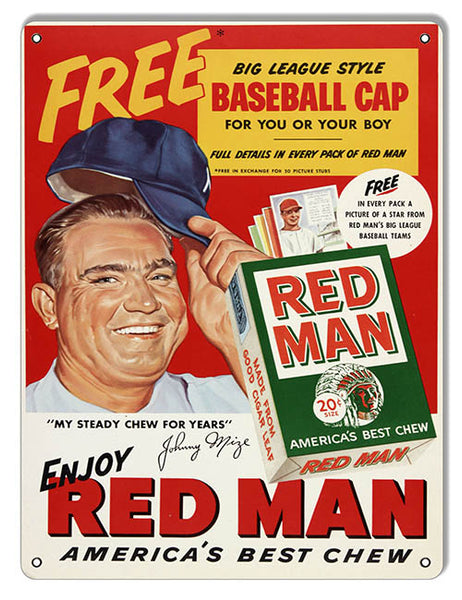 Red Man Cigarette Reproduction Cigar Metal Sign 9x12