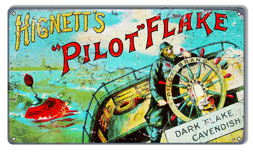 Hignetts Pilot Flake Reproduction Nostalgic Metal Sign 8x14