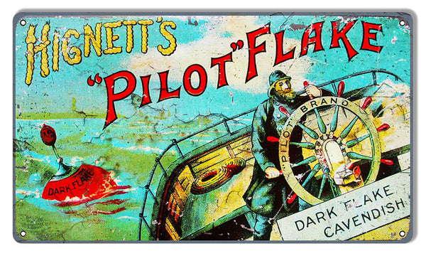 Hignetts Pilot Flake Reproduction Nostalgic Metal Sign 8x14