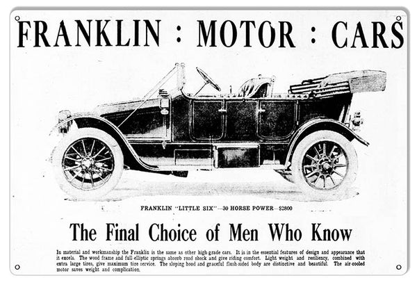 Franklin Little Six Classic Car Reproduction Garage Metal Sign12x18