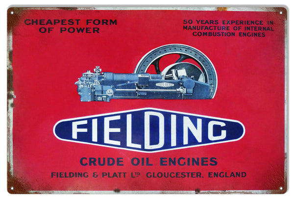 Fielding Crude Oil Reproduction Garage Shop Metal  Sign 12″x18″