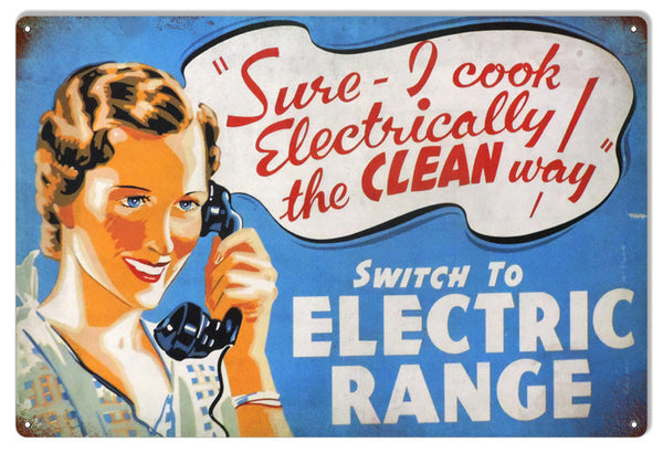 Reproduction Electric Range Metal  Sign