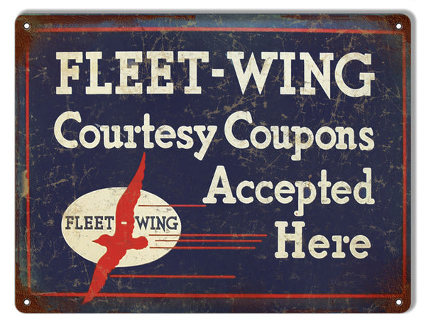 Fleet Wing Coupons Accepted Here Motor Oil Reproduction Metal  Sign 9″x12″