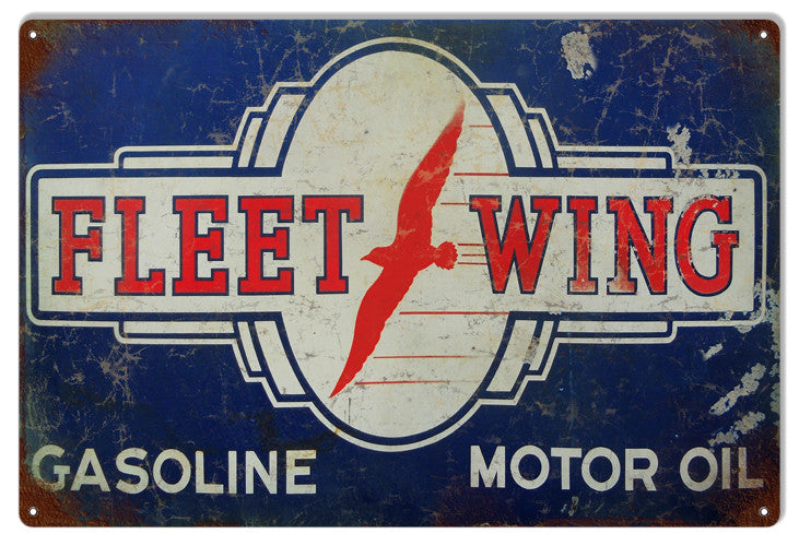 Distressed Fleet Wing Gasoline Reproduction Metal  Sign 12″x18″