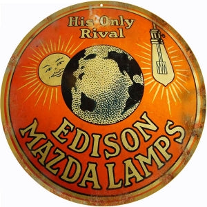 Edison Mazda Lamps Sign 14 Round Reproduction