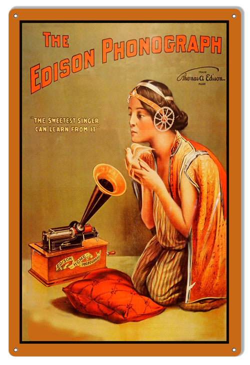 Edison Phonograph Reproduction Nostalgic Metal  Sign 12″x18″