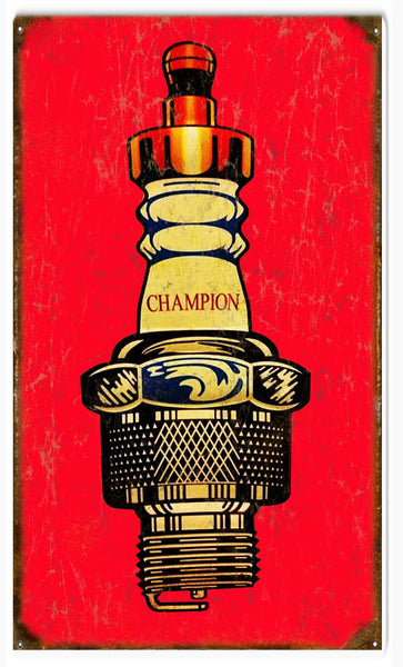 Vintage Champion Spark Plug Reproduction Sign 8x14