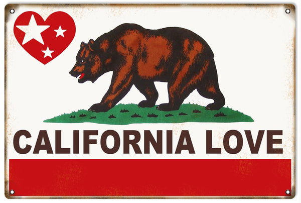 California State Flag Love Nostalgic Sign 12x18