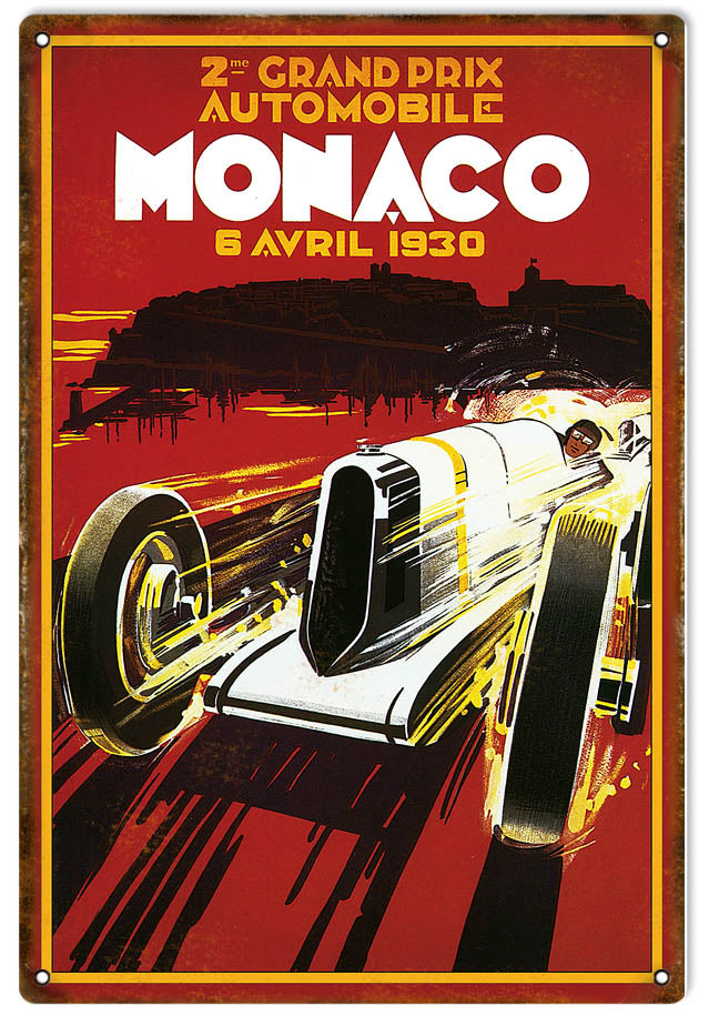 Monaco Grand Prix 1930 Reproduction Motor Speedway Sign 12x18